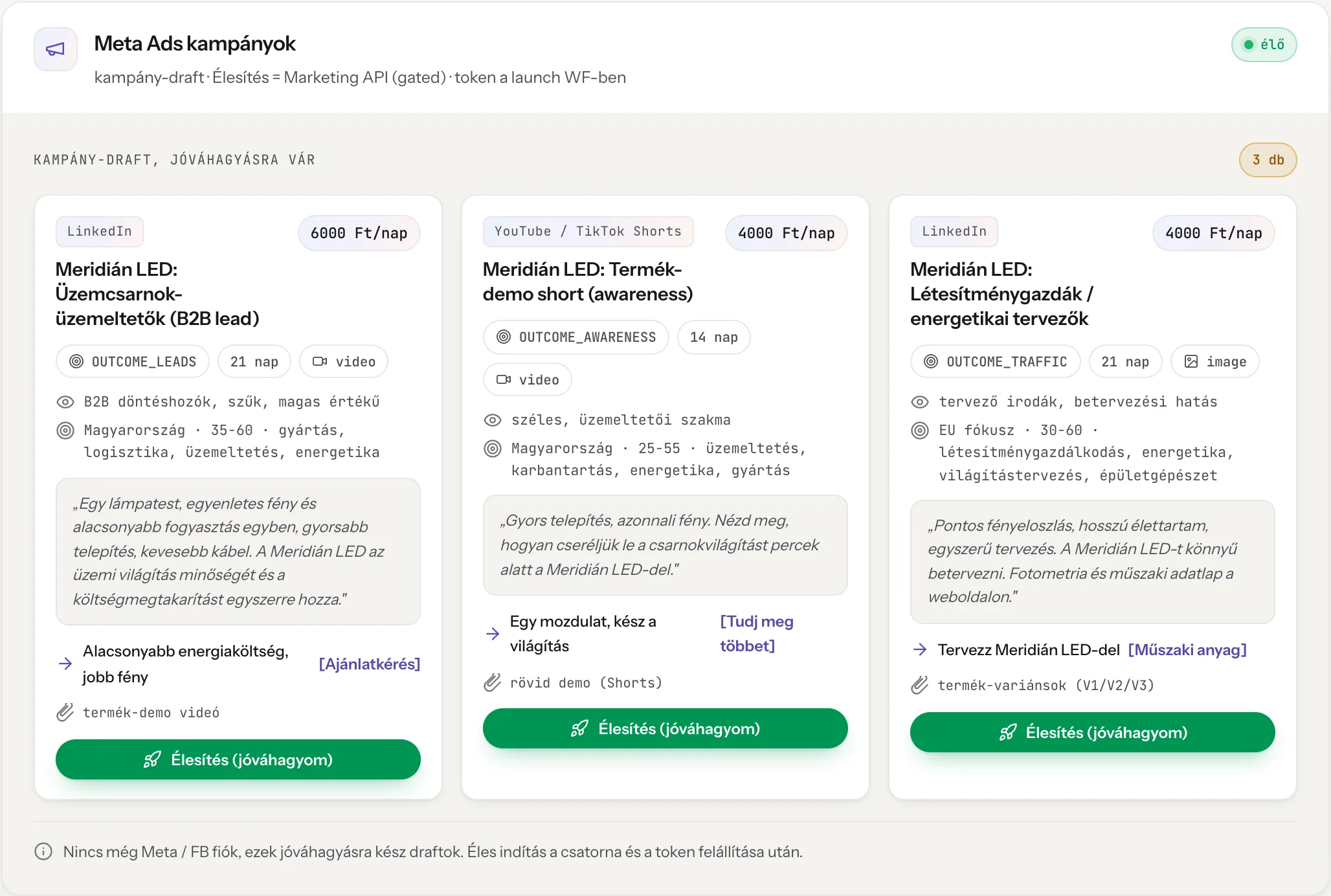 Marketing modul: Meta Ads kampányok a cockpitban